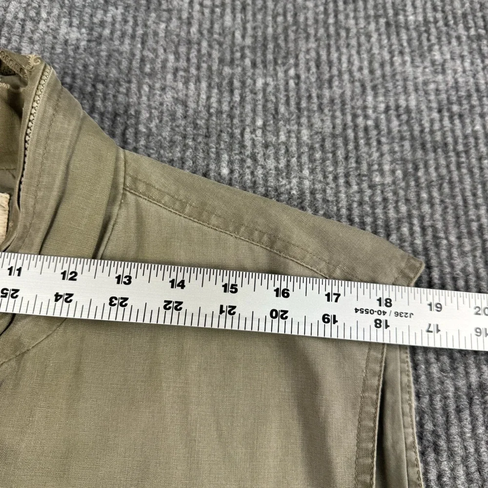 Vtg Banana Republic Safari Vest Mens XL Khaki Zip Hood Utility Fishing Cotton